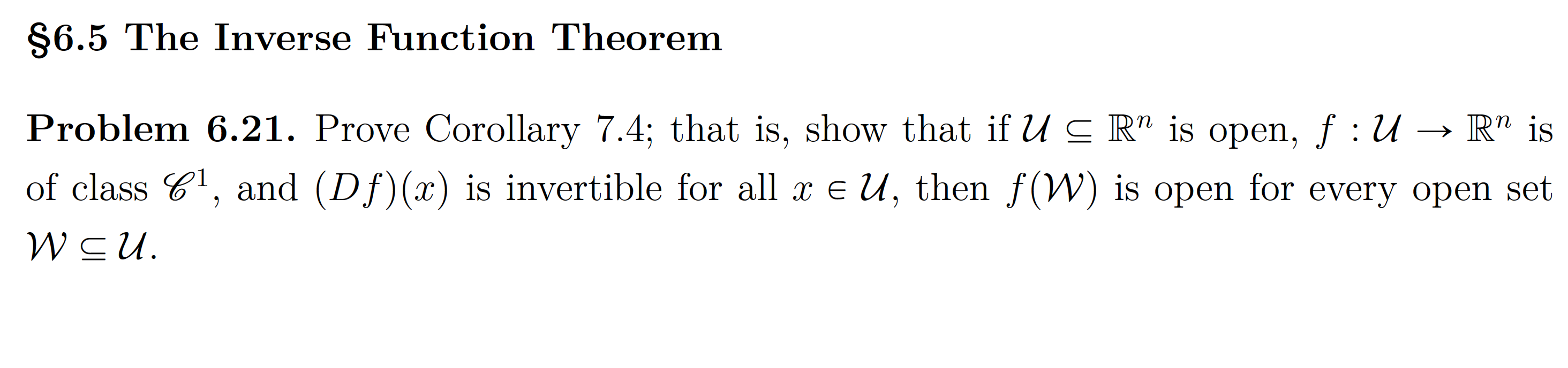 Solved $6.5 The Inverse Function Theorem Problem 6.21. Prove | Chegg.com