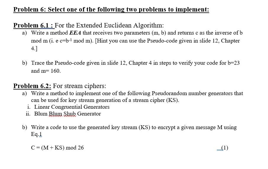 Solved Problem 6: Select one of the following two problems | Chegg.com
