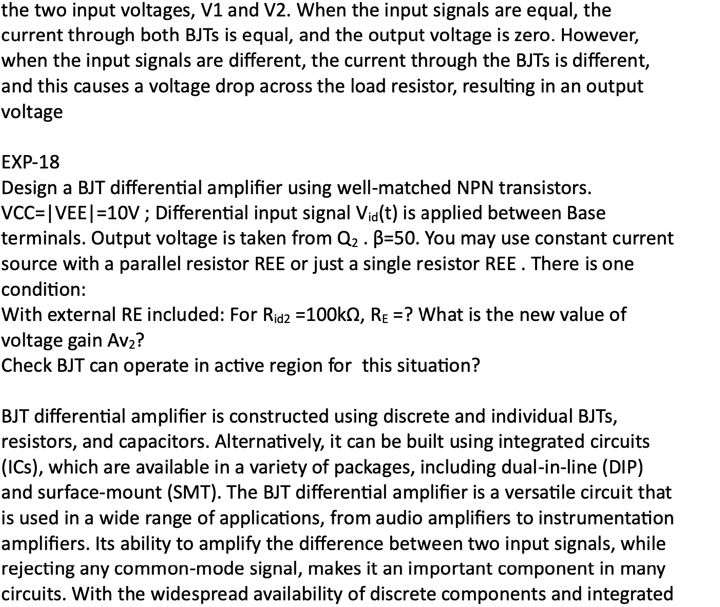 Solved The Two Input Voltages, V1 And V2. When The Input | Chegg.com