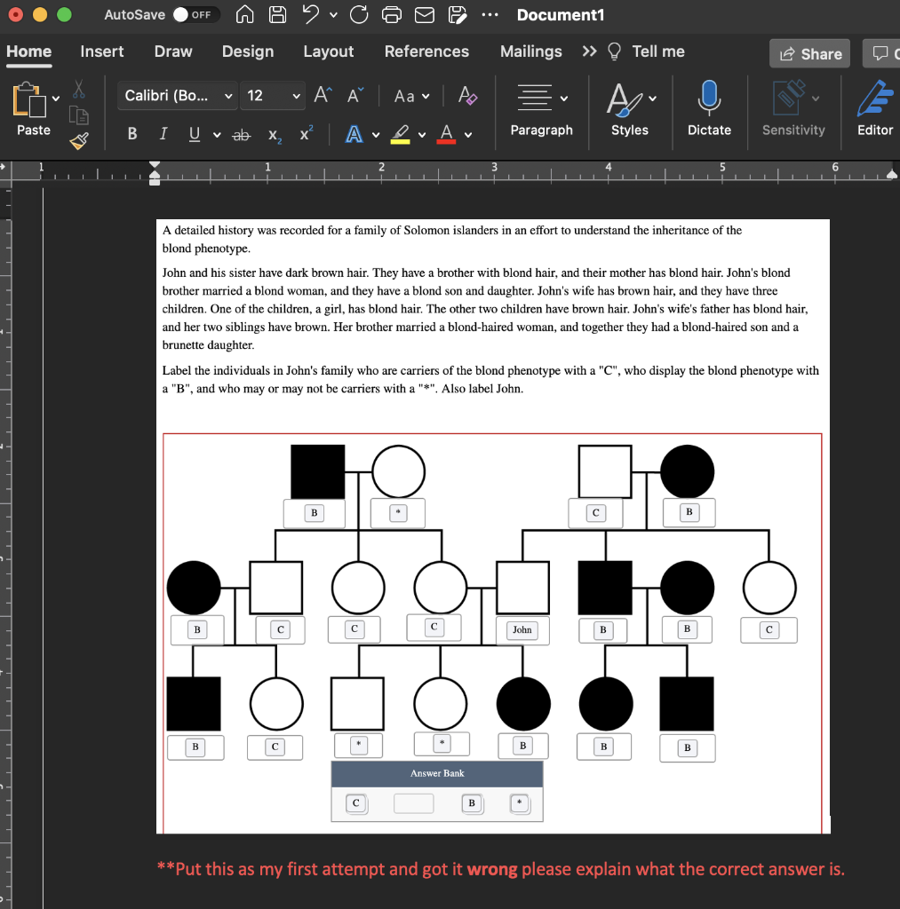 Solved AutoSave OFF Document1 Home Insert Draw Design Layout | Chegg.com