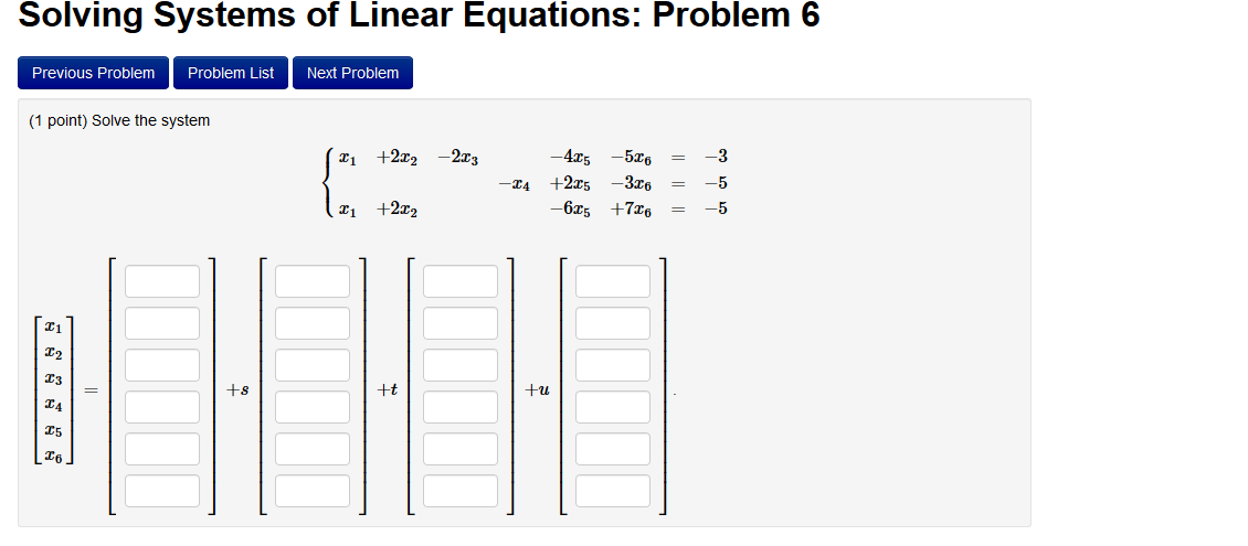 Solved Solving Systems of Linear Equations: Problem 6 | Chegg.com
