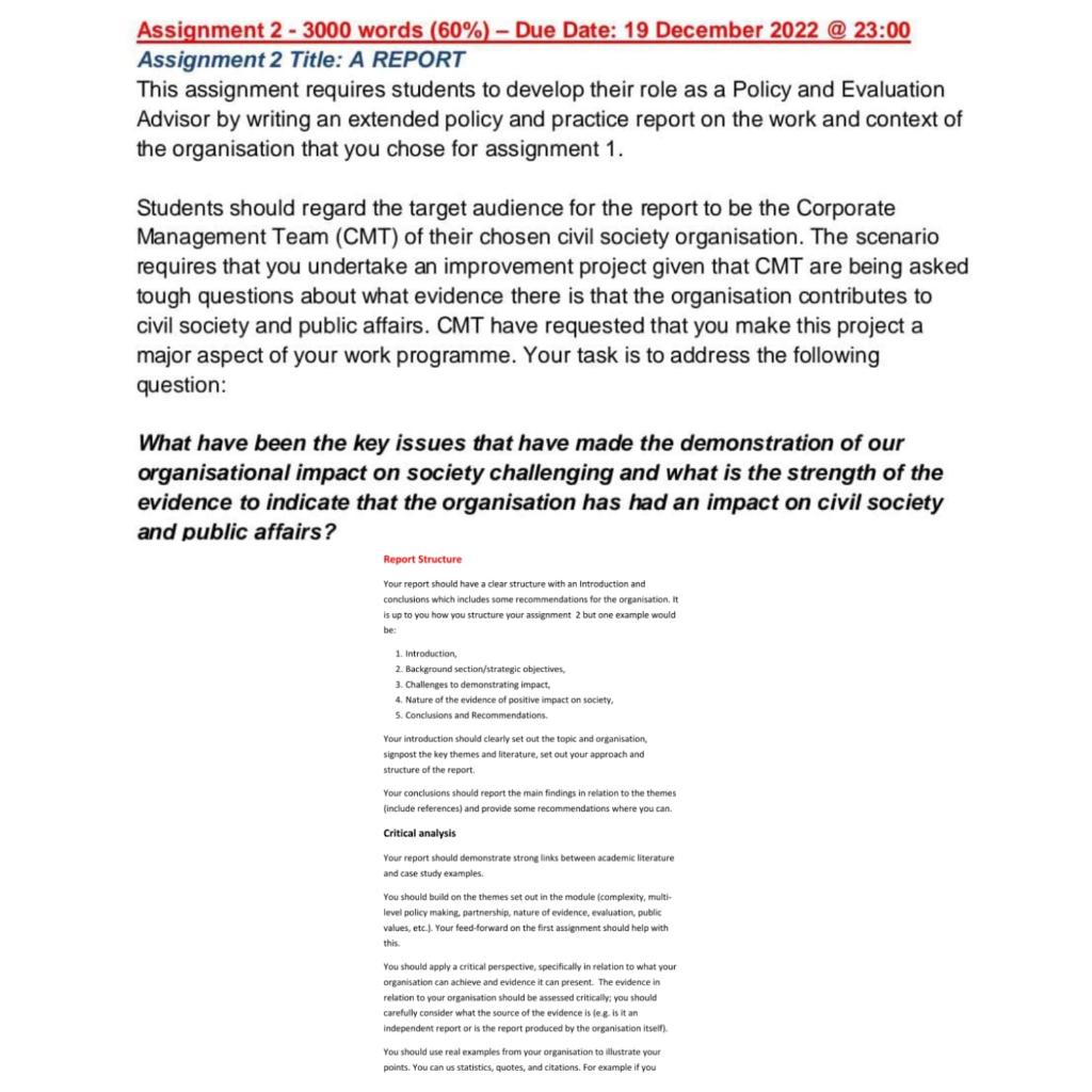 Solved Assignment 2−3000 words (60%) - Due Date: 19 December | Chegg.com