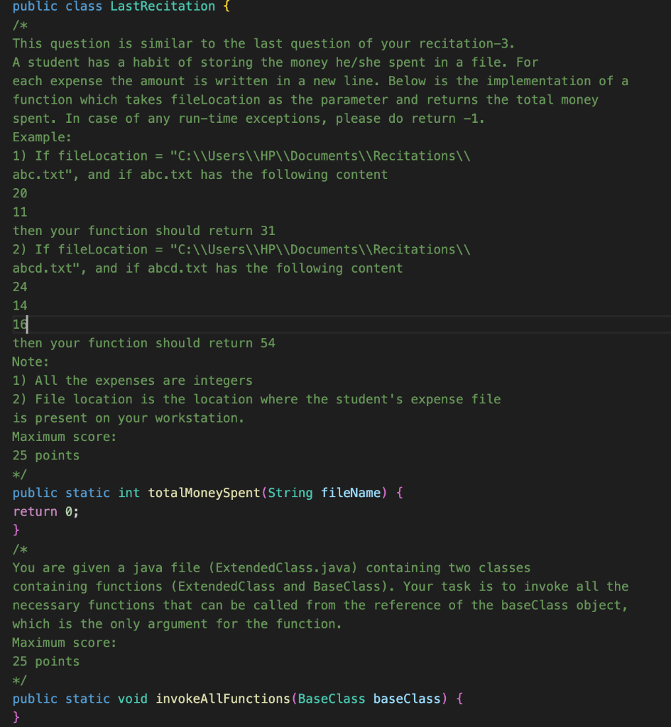 Solved CODE IN JAVA /* A student has a habit of storing | Chegg.com