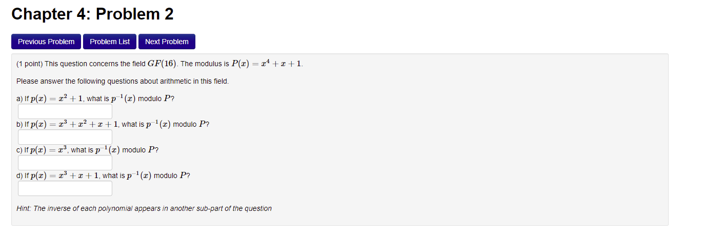 Solved Chapter 4: Problem 2 Previous Problem Problem List | Chegg.com