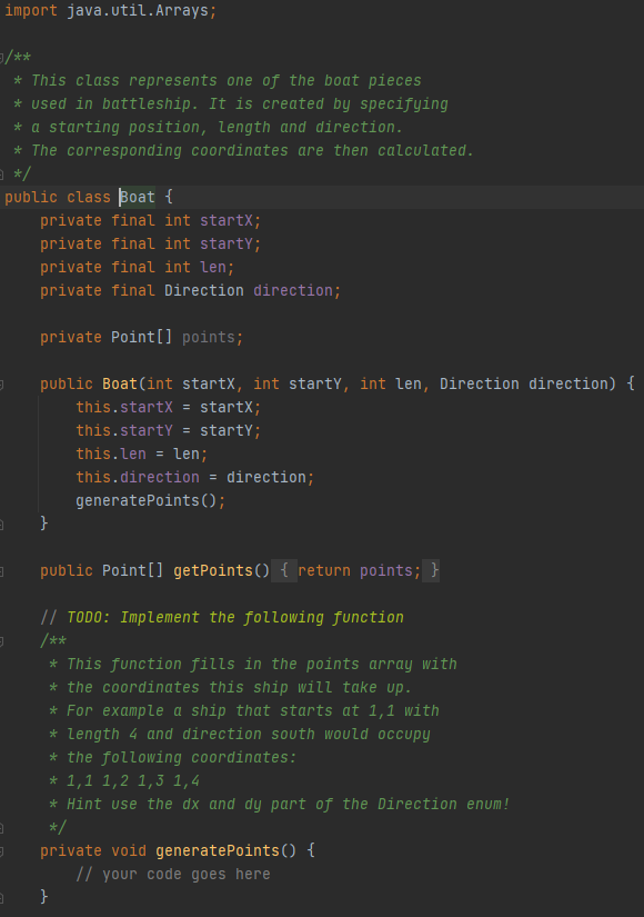 Solved import java.util.Arrays; * This class represents one | Chegg.com