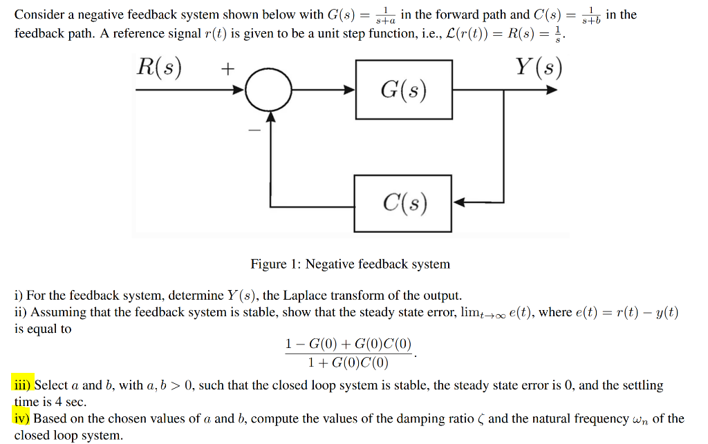 Solved Consider a negative feedback system shown below with | Chegg.com