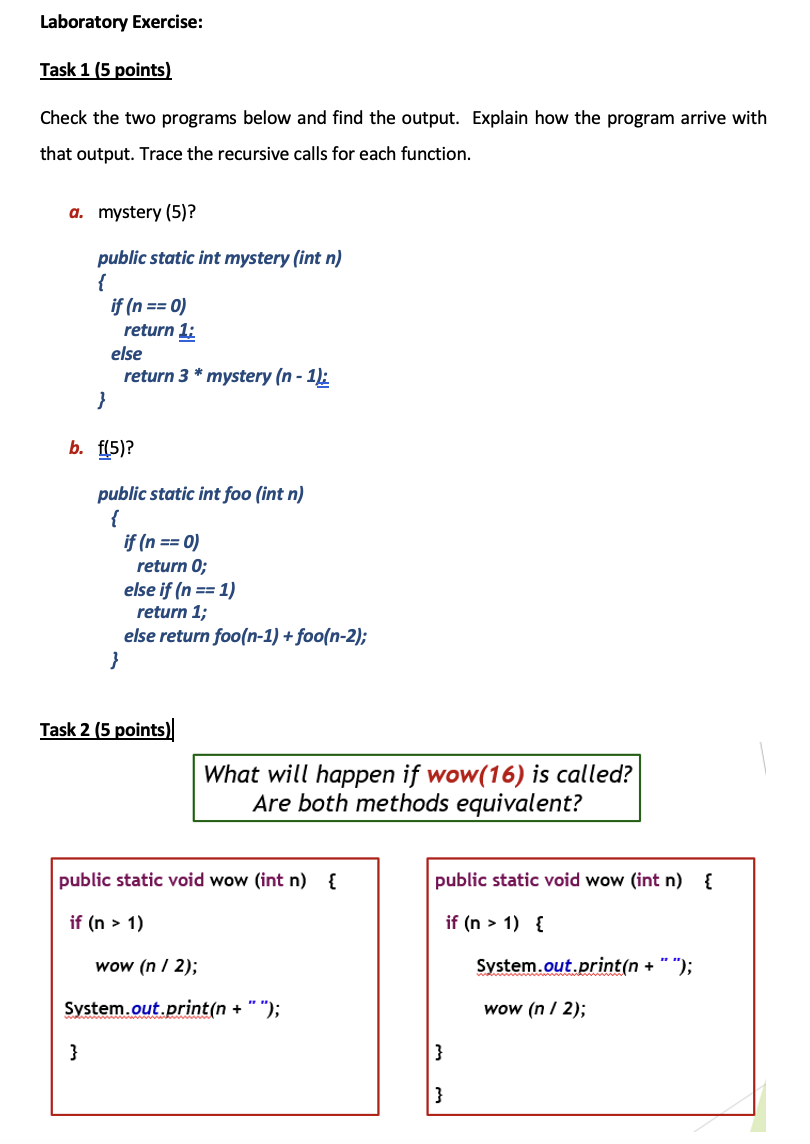 Solved Laboratory Exercise: Task 1 (5 points) Check the two | Chegg.com
