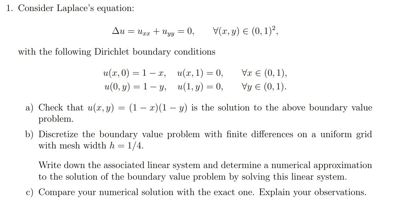 Solved 1 Consider Laplace S Equation Au Uzz Uyy 0 Chegg Com