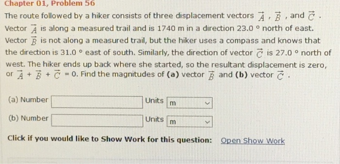 Solved The Route Followed By A Hiker Consists Of Three | Chegg.com