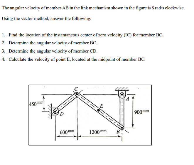 Solved The angular velocity of member AB in the link | Chegg.com
