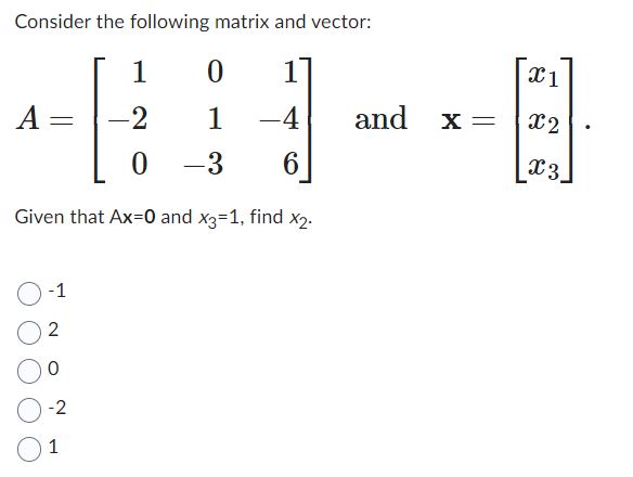 Solved Consider the following matrix and vector: | Chegg.com