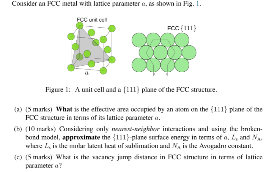 solved-consider-an-fcc-metal-with-lattice-parameter-a-as-chegg