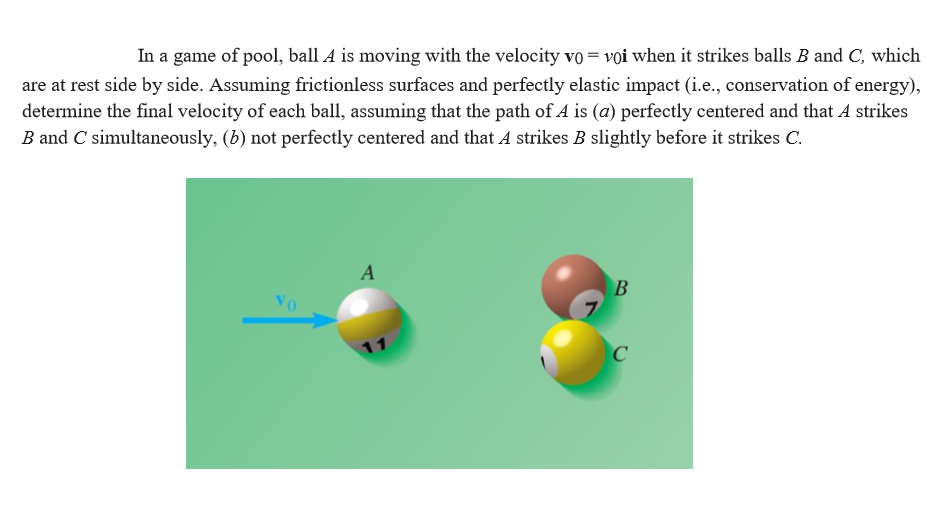 Solved In A Game Of Pool, Ball A Is Moving With The Velocity | Chegg.com