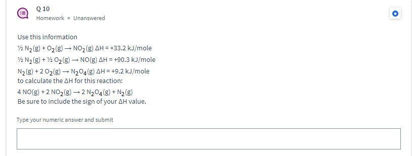 Solved Homework - Unanswered Use This Information 1/2 N2( | Chegg.com