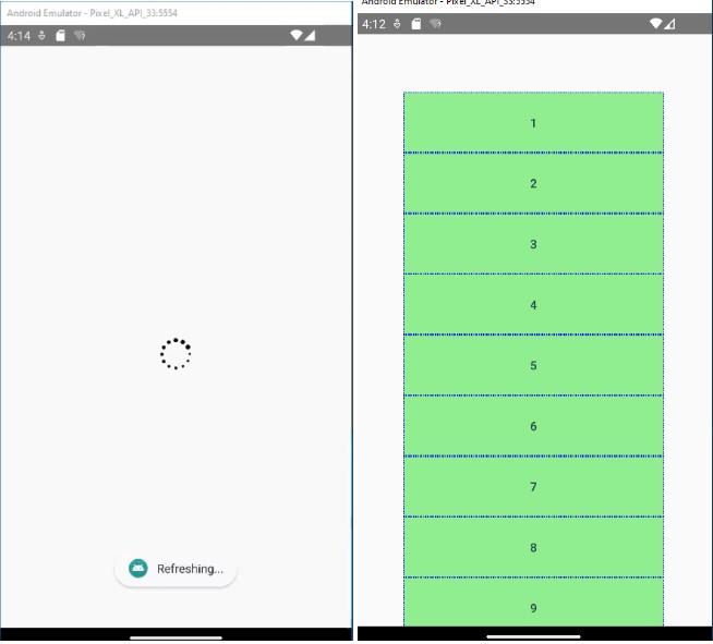 Create an app with rows and animation. Add loading 