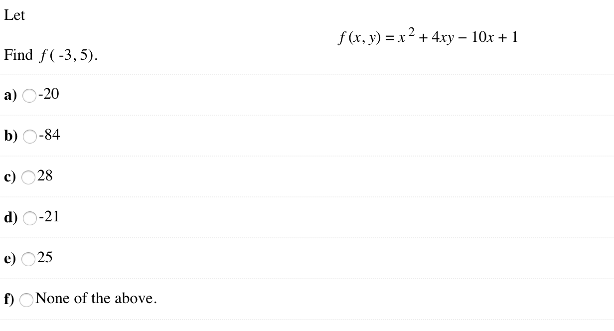 Solved Let F X Y X2 4xy 10x 1 Find F 3 5 A