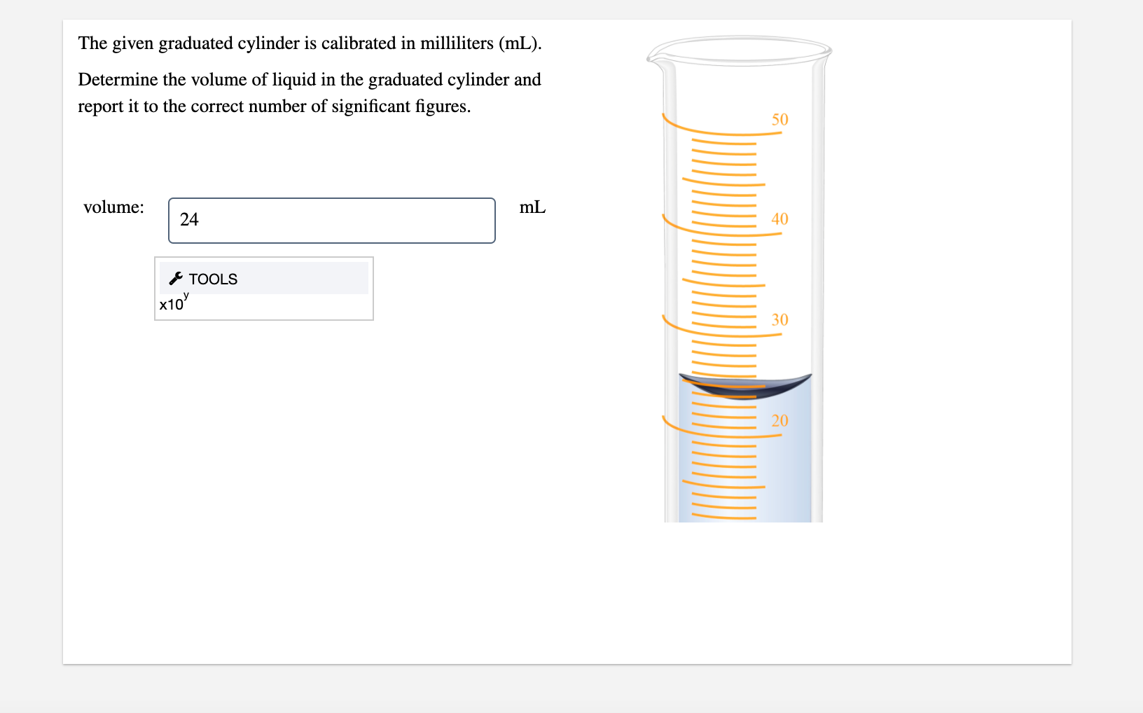 Solved The given graduated cylinder is calibrated in