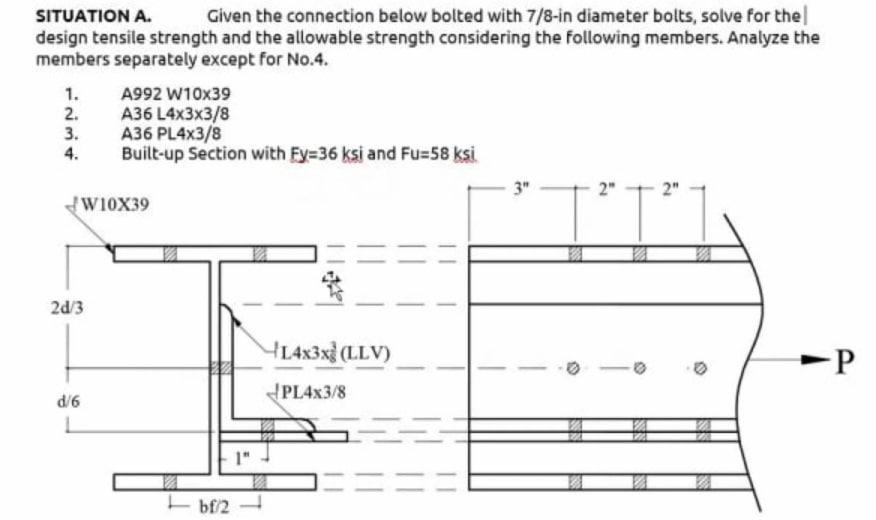 Solved SITUATION A. Given The Connection Below Bolted With | Chegg.com