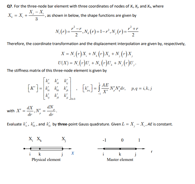 Q7 For The Three Node Bar Element With Three Coor Chegg Com