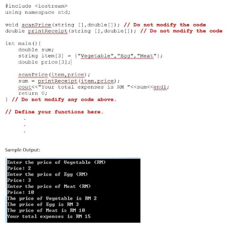 Solved 1: Complete the function definitions in the program | Chegg.com