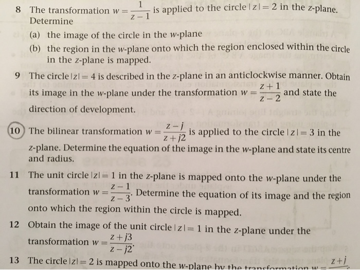 Solved 1 8 The Transformation W Is Applied To The Circle Chegg Com