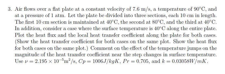 Solved 3. Air flows over a flat plate at a constant velocity | Chegg.com