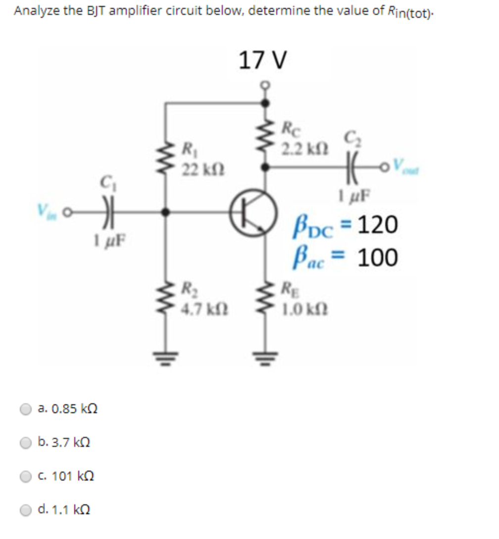 Solved Analyze the BJT amplifier circuit below, determine