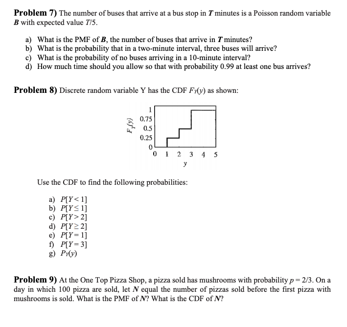 Solved Problem 7) The number of buses that arrive at a bus | Chegg.com