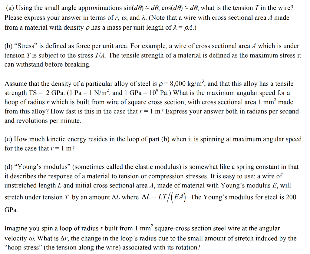 Solved (a) Using the small angle approximations sin(de)
