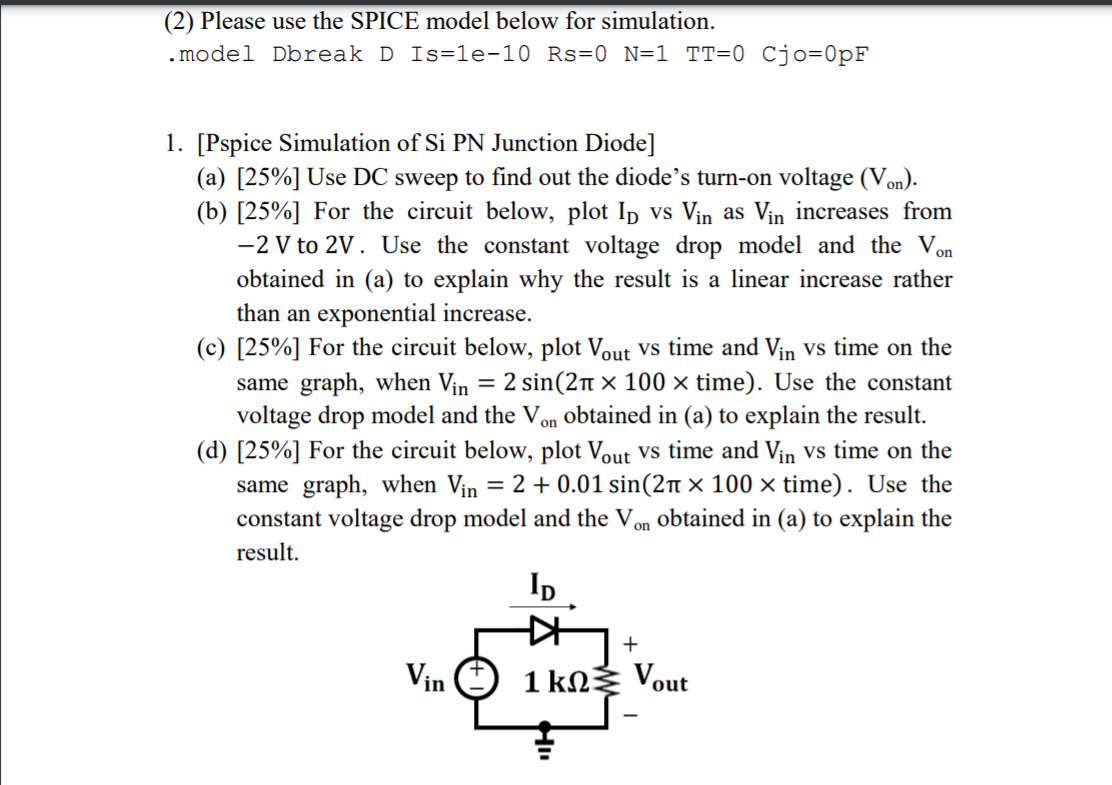 Solved (2) Please Use The SPICE Model Below For Simulation. | Chegg.com