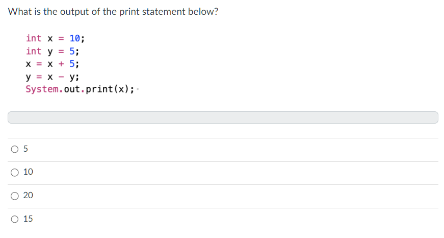 Solved What is the output of the print statement below? int | Chegg.com
