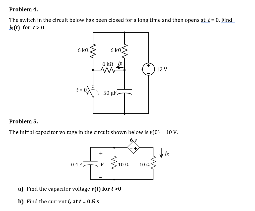 Solved Problem 4 The switch in the circuit below has been | Chegg.com