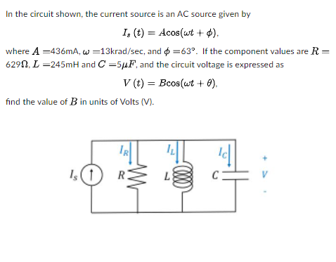 Solved In The Circuit Shown, The Voltage Source Is An AC | Chegg.com