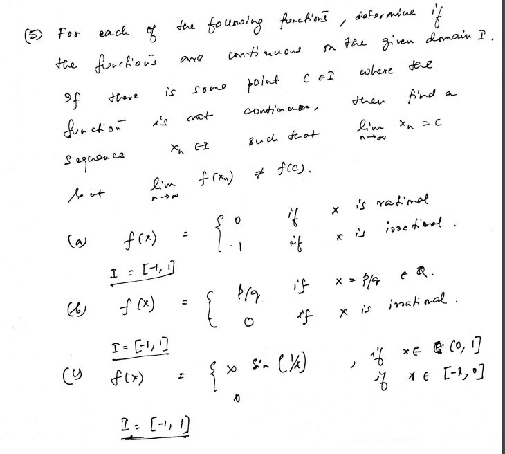 Solved (5) ﻿For each of the following functions, detormine | Chegg.com