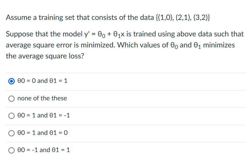 Solved Assume a training set that consists of the data | Chegg.com