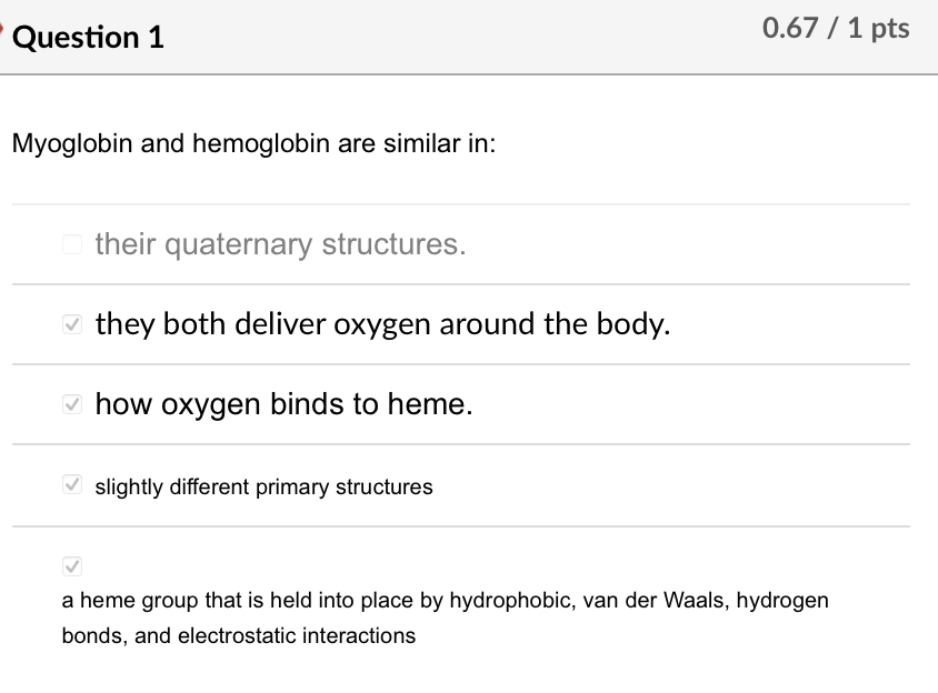 Solved Myoglobin And Hemoglobin Are Similar In: Their | Chegg.com