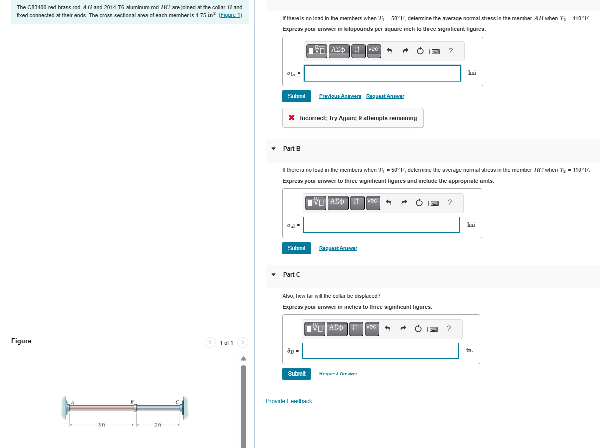 Solved The C83400redbrass rod AB and 2014T6aluminum rod