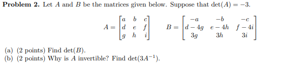 Solved Problem 2. Let A and B be the matrices given below. | Chegg.com