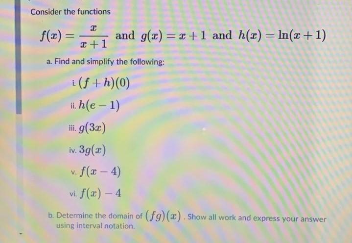 Solved Consider the functions 2 f(2) and g(x) = x +1 and | Chegg.com