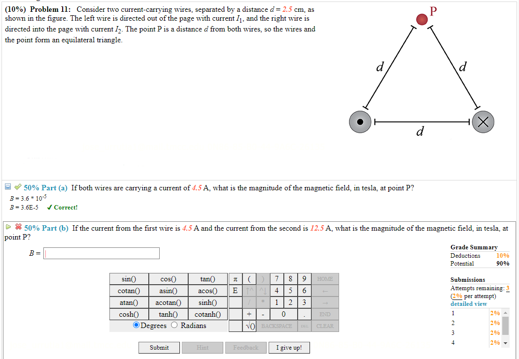 Solved (10%) Problem 11: Consider Two Current-carrying | Chegg.com