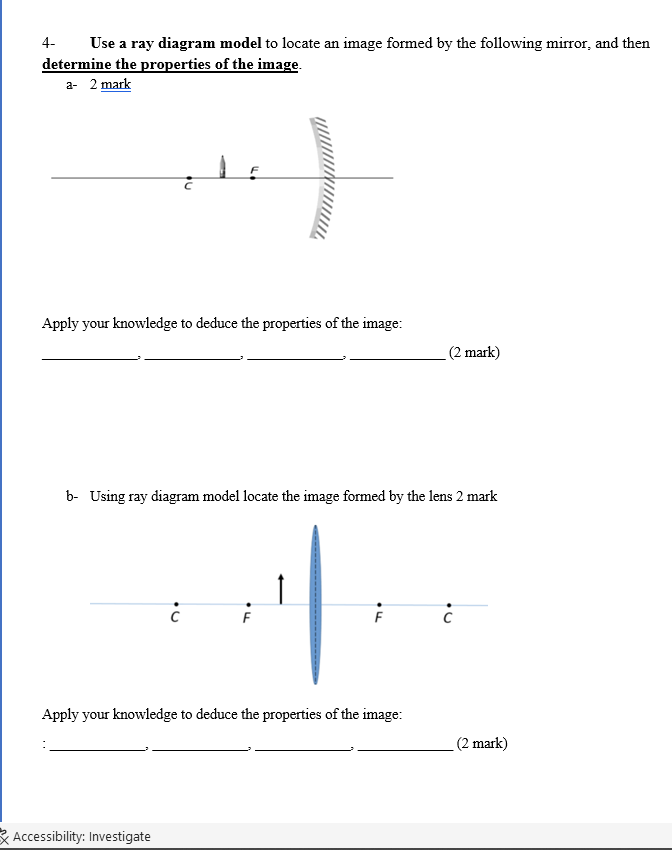 Solved 4- Use a ray diagram model to locate an image formed | Chegg.com