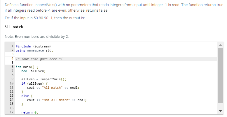 Solved Define a function InspectVals() with no parameters | Chegg.com