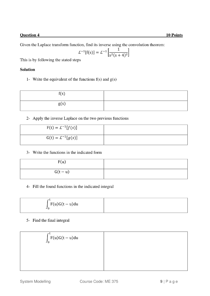 Solved Question 4 10 Points Given the Laplace transform | Chegg.com