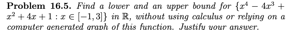 Solved Problem 16.5. Find a lower and an upper bound for {x4 | Chegg.com