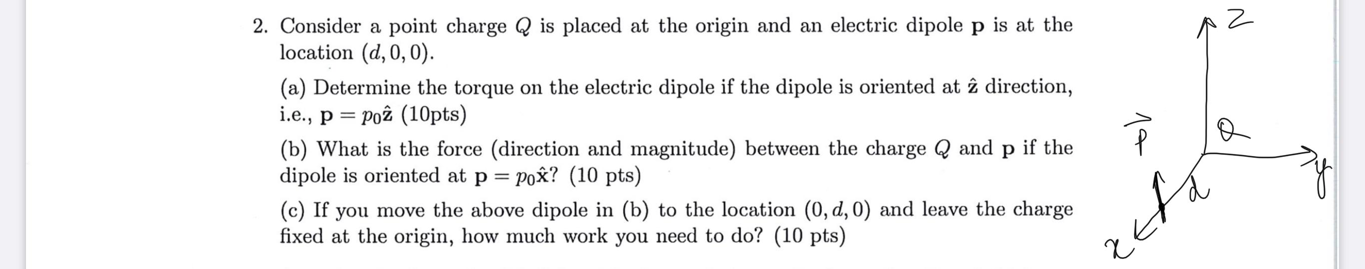 Solved N pZ 2. Consider a point charge Q is placed at the | Chegg.com