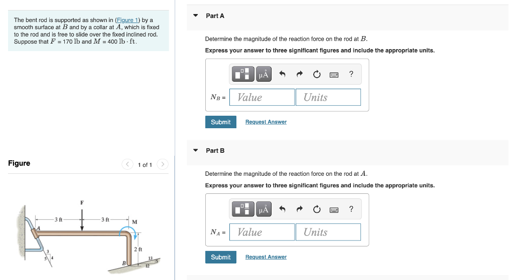 Solved Part A The bent rod is supported as shown in (Figure | Chegg.com