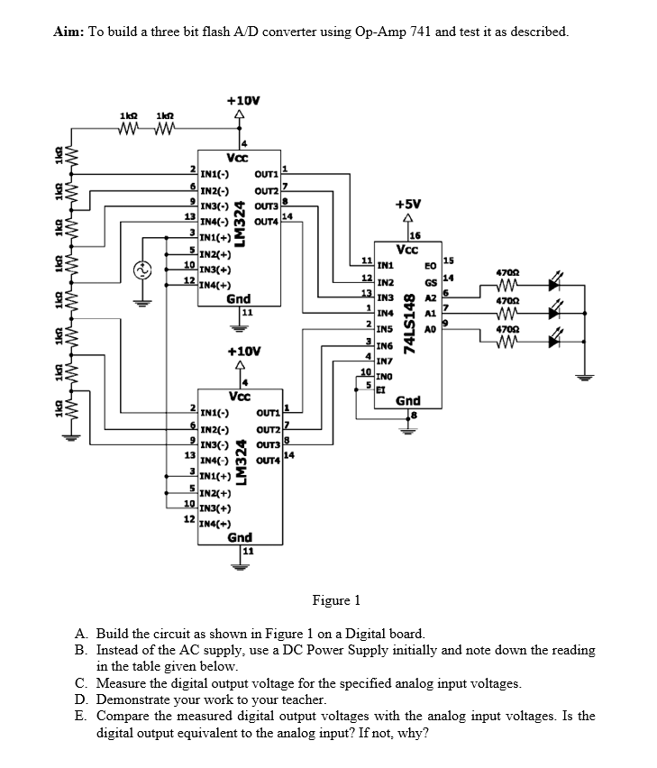 Solved Aim To build a three bit flash A/D converter using