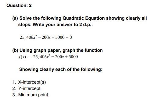 Solved Question: 2 (a) Solve The Following Quadratic | Chegg.com