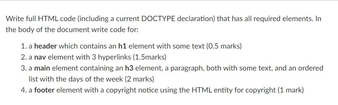 Solved Write full HTML code (including a current DOCTYPE | Chegg.com