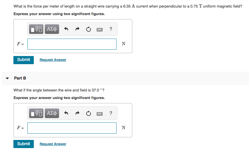 Solved What is the force per meter of length on a straight